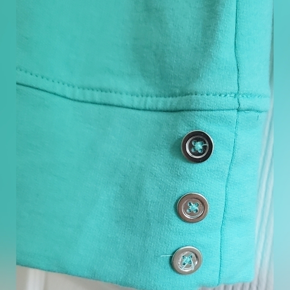 SPORT SAVVY FRENCH TERRY TOP AQUA SZ L - Picture 4 of 8